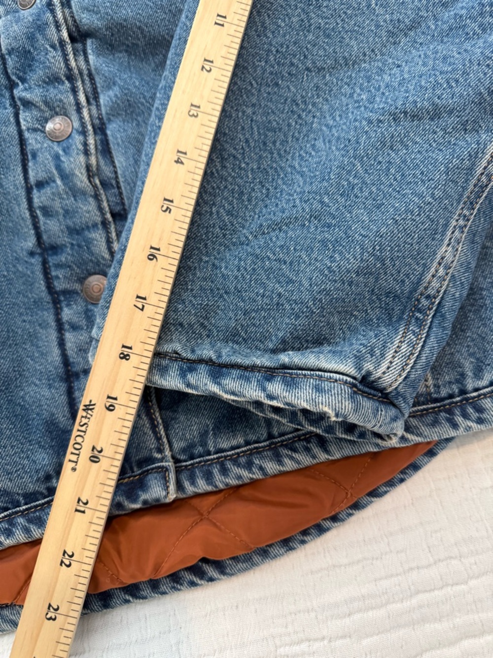 Levi's Blue Denim Jacket with Rust-Orange Quilted Lining NWT 0734 - Picture 5 of 10